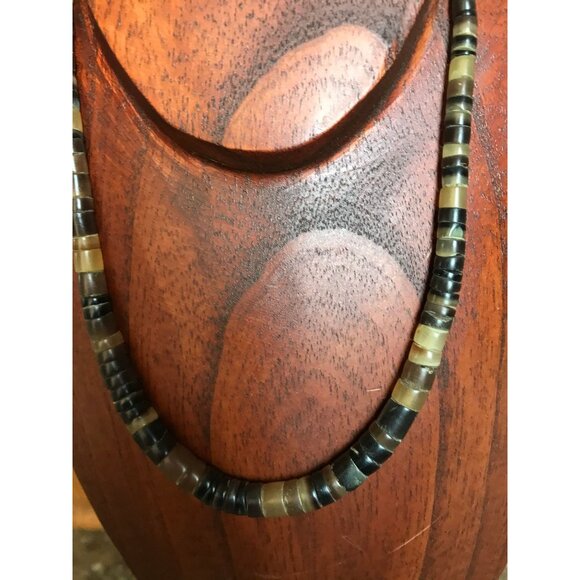 Vtg Heishi Necklace Shell Disc Shades Of Brown Discs With Various Other Gemstone - Picture 7 of 9